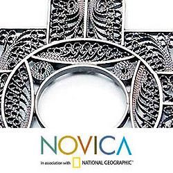 Silver 'Astral Cross' Filigree Necklace (Peru) Novica Necklaces