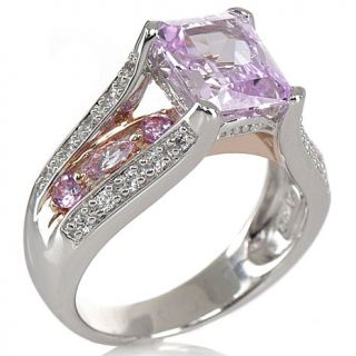 Victoria Wieck 3.11ct Absolute™ Created Pink Sapphire 2 Tone Bridge Ring