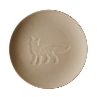 beige fox ceramic plate by little baby company