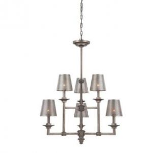 Savoy House 1 4300 6 242 Chandelier with Metal Mesh Shades, Aged Steel Finish    