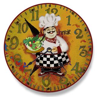 Italian Chef with Salad Wall Clock Clocks