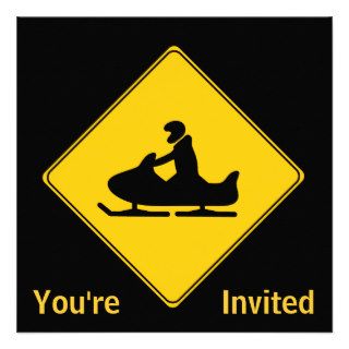 Road Sign  Snowmobile Custom Invite