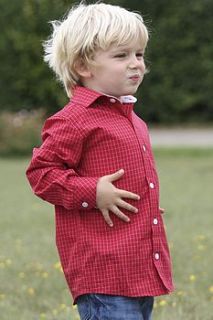 boy's red check shirt by pitt & ellis clothing