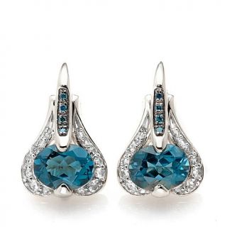 Victoria Wieck 3.84ct London Blue Topaz and Multigemstone Scroll Drop Earrings