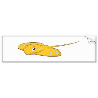 Happy Stingray Fish Cartoon Bumper Stickers