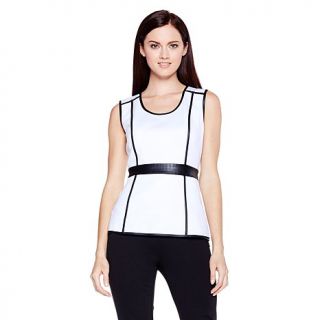 G by Giuliana Rancic Perforated Ponte Top with Luxe Trim