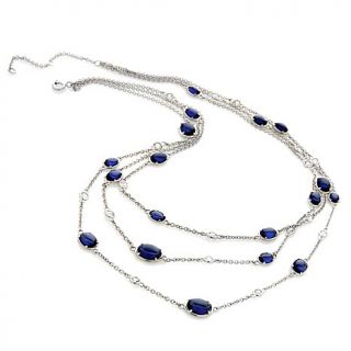 Jean Dousset Absolute Created Sapphire Silver Necklace