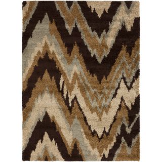 Cinisello Brown Chevron Shag Rug (7'10 x 9'10) 7x9   10x14 Rugs