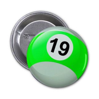 Number 19 Billiards Ball Buttons