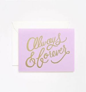 'always & forever' metallic foil print card by little baby company