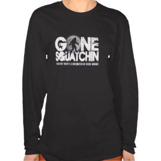 Gone Squatchin, sasquatch silhouette with moon T shirts