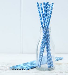 blue chevron paper straws by ginger ray