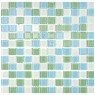 SomerTile 12x12 in View Square 1 in Fresh Glass Mosaic Tile (Case of 20) Somertile Wall Tiles