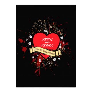 Rock and Roll Grungy Heart (Brown) Personalized Invite