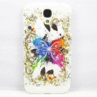 New Arts Butterfly With Flowers Stylish Hard Rubber Case Cover Skin For Samsung Galaxy S4 I9500 Cell Phones & Accessories