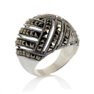 Marcasite Princess Cut Sterling Silver "Knot" Band Ring