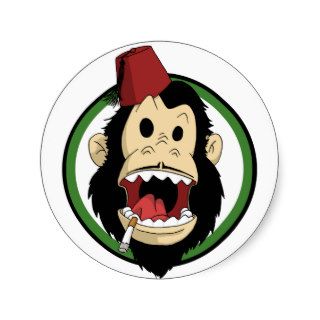 smoking monkey round stickers