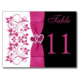 Double sided Pink, White, Black Table Number Card Post Card