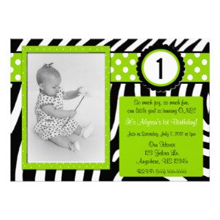Zebra Print Lime Green Girls Birthday Invitation