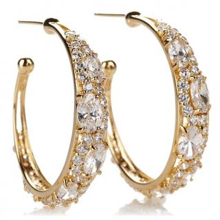 Jean Dousset 5.75ct Absolute™ Oval and Round Hoop Earrings