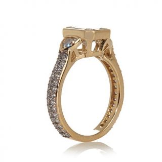 Jean Dousset 3.16ct Absolute™ 3 Stone Bezel Set Double Row Pavé Ri