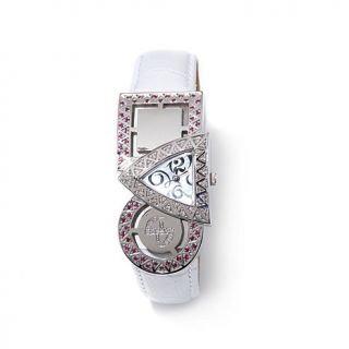 Swisstek Equilibre Collection 0.96ct Diamond and Gemstone Dial Leather Strap Sw