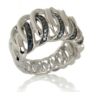 Victoria Wieck .2ct Blue Diamond Sterling Silver Interlocking Band Ring