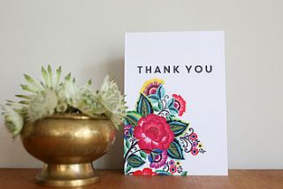 floral folk design thank you card pack by lucy says i do