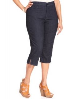 NYDJ Plus Size Devin Rhinestone Cropped Jeans, Dark Enzyme Wash   Jeans   Plus Sizes
