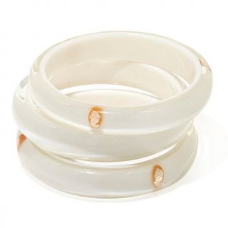 AMEDEO NYC® Set of 3 Sunken Cameo Resin Bangle Bracelets