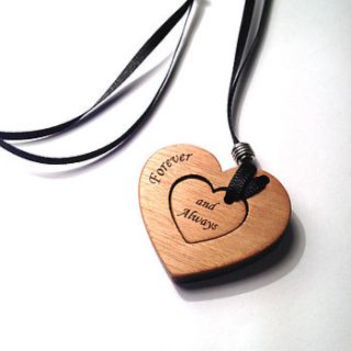 personalised wood heart pendant by made lovingly made