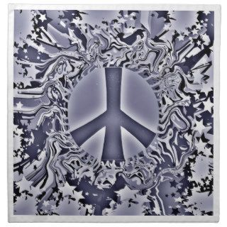 Psychedelic Groovy Trippy Peace Sign, Holiday Star Napkin