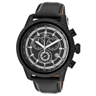 Invicta Men's 'Specialty' Black Genuine Leather Watch Invicta Men's Invicta Watches