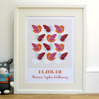 personalised children's bird print by little ink