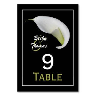 Calla Lily Wedding Table Numbers Cards Table Card