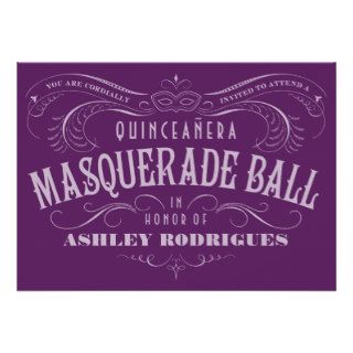 Purple Quinceanera Masquerade Invitations