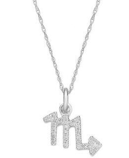 Diamond Necklace, 10k White Gold Diamond Scorpio Zodiac Pendant (1/10 ct. t.w.)   Necklaces   Jewelry & Watches