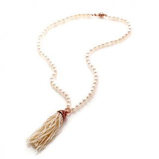 Yours by Loren Gem and Cultured Freshwater Pearl Rose Vermeil 18" Tassel N