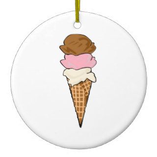Triple Ice Cream in a Sugar Cone Christmas Ornament