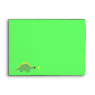 Cute Green & Yellow Dinosaur & Butterfly Party Envelope