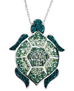 Kaleidoscope Sterling Silver Necklace, Green Swarovski Crystal Turtle Pendant (1 1/6 ct. t.w.)   Necklaces   Jewelry & Watches