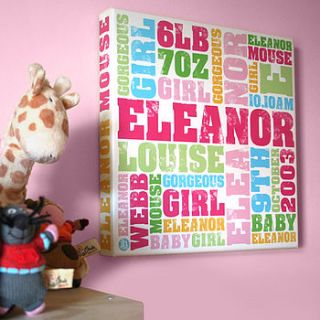 baby girl canvas by joanne holbrook originals