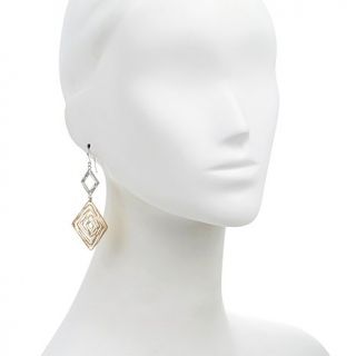 Technibond® 2 Tone Diamond Shaped Double Drop Earrings