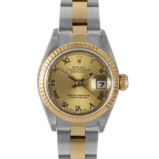Pre Owned Rolex Women's Two Tone Datejust Watch with Roman Numerals Rolex Women's Pre Owned Rolex Watches
