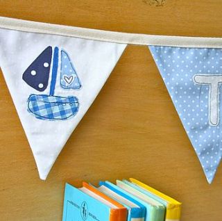 boy's personalised sail boat bunting by evajeanie