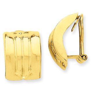 14k Yellow Gold Omega Clip Non pierced Earrings. Metal Wt  3.78g Jewelry