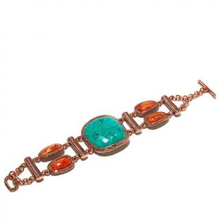 Studio Barse "Mesa" Turquoise and Orange Coral Copper Toggle Bracelet