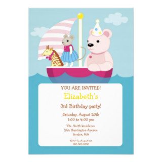Cute Toy Boat Kid's Birthday Invitations