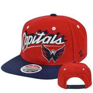 NHL Washington Capitals Zephyr Shadow Script Adjustable Snapback Flat Bill Hat  Sports Fan Baseball Caps  Sports & Outdoors