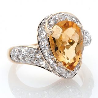 Victoria Wieck 3.19ct Citrine and White Topaz Sterling Silver Bypass Ring